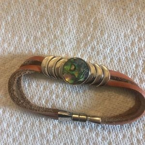 Bracelet leather & metal